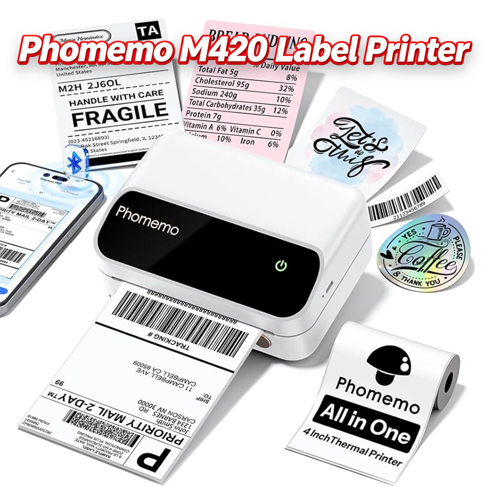 Commercial Printing Inc - Phomemo M420 4-inch label printer, equipped