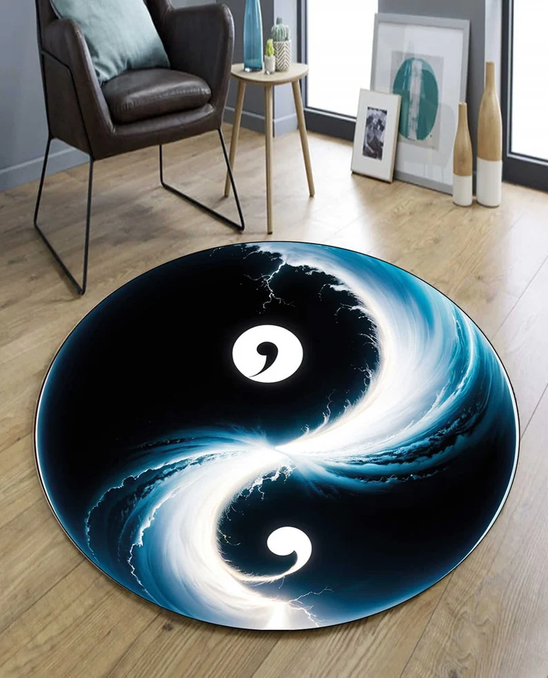 Commercial Vinyl Printing Machine - Yin Yang Symbol Round Rug Vivid