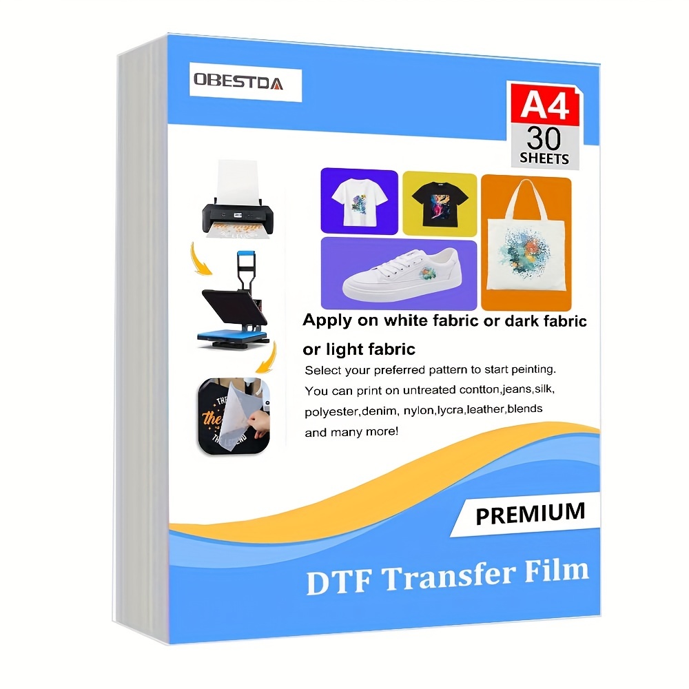 A4 30 Pcs DTF Transfer Film PE - White Toner Transfer Paper avaliação e preço