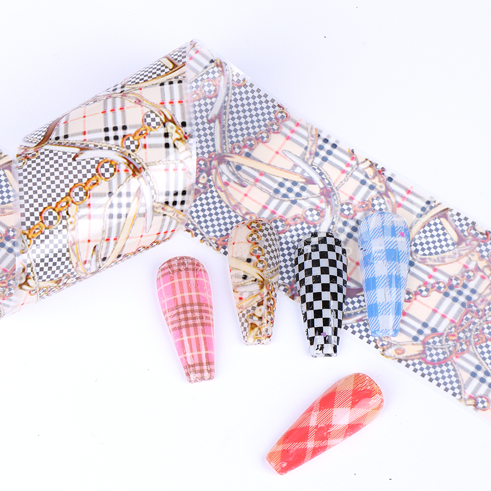 10PCS Plaid Nail Art Foil Tran - White Toner Transfer Paper avaliação e preço